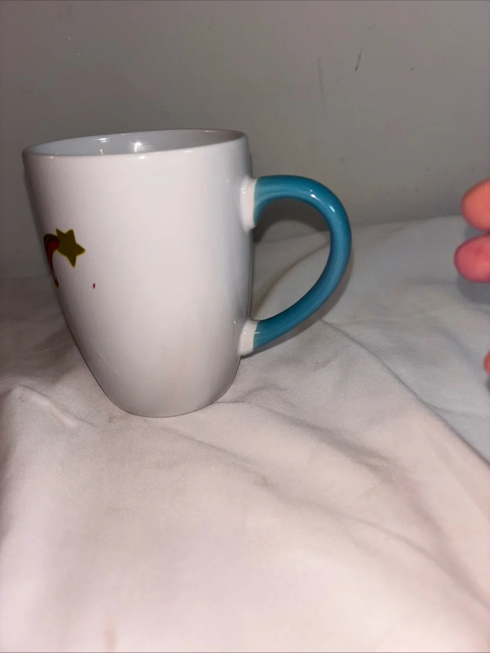 Unbranded White Unicorn Ceramic Coffee Mug with Teal Handle